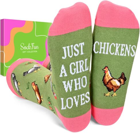 sockfun Funny Chicken Gifts for Chicken lovers Rooster Gifts Girls, Novelty Chicken Socks for Women Rooster Socks Chicken Leg in Kuwait