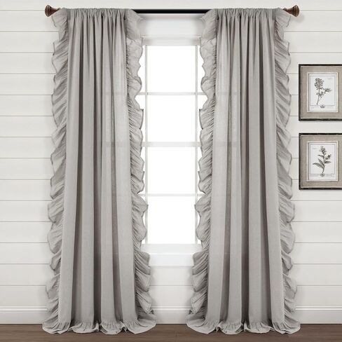 Lush Decor Linen Ruffle Window Curtain Panel (Single Panel), 84" L x 54" W, Linen in Kuwait