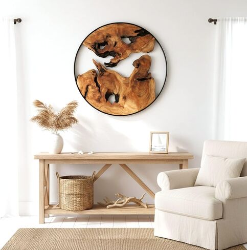 WELLAND Cedar Wood 16'' Wall decoration Ornaments, Hanging Decoration, irregular shape décor for Home, Living Room, Bedroom in Kuwait