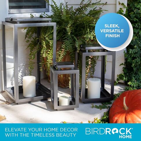 مجموعة BIRDROCK HOME مكونة من 3 حاملات شموع فانوس مزخرفة - كبيرة جدًا - داخلية أو خارجية - مسدس معدني - ديكور الشرفة الأمامية in Kuwait