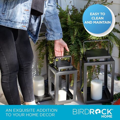 مجموعة BIRDROCK HOME مكونة من 3 حاملات شموع فانوس مزخرفة - كبيرة جدًا - داخلية أو خارجية - مسدس معدني - ديكور الشرفة الأمامية in Kuwait