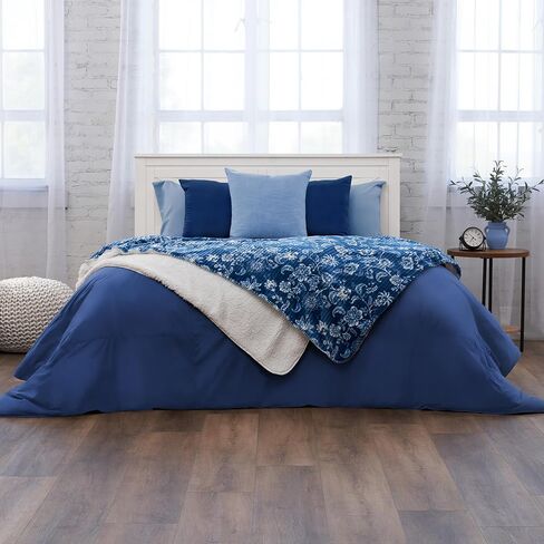 Northwest Ashford Home Cozy Silk Touch Ribbed Throw Blanket with Sherpa, Dharma 50 x 60 inches in Kuwait