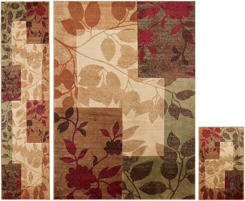 Home Dynamix Amelia Modern Area Rug | 3 Piece Set | Beige/Green/Red in Kuwait