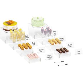 Neatsure 8 Pack White Acrylic Cube Display Stands, Food Risers for Buffet Table, Nesting Risers with Hollow Bottoms, Display Boxes for Catering Collectibles - 2 Set (6", 6.5", 7", 8'') in Kuwait
