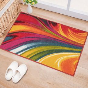 Rugshop Modern Contemporary Waves Non-Slip (Non-Skid) Area Rug 6' 6" x 9' Multi in Kuwait