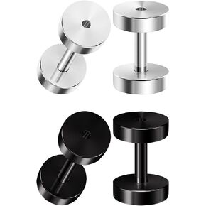 2 Pairs of Screw 316L Surgical Steel Black Anodized Piercing Jewelry Ear Stretching Lobe Plugs Tunnel Earring in Kuwait
