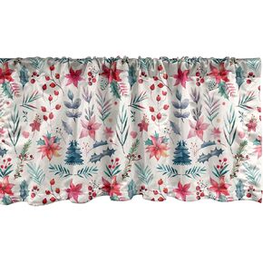 Ambesonne Snowflake Window Valance Pack of 2, Winter Holiday Illustration Christmas Snowflakes on Abstract Background, Rod Pocket Curtain Valances for Kitchen Bedroom, 54" X 18", White Blue in Kuwait