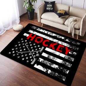 American Flag Ice Hockey 3D Area Rug Home Plush Rugs Non Slip Ice Hockey Championship Carpets for Living Room Bedroom Kids Playroom Decor (Ice-9, 39.4" x 62.9"x 0.24") in Kuwait