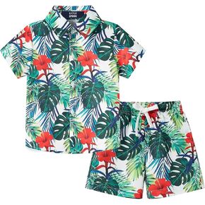 LittleSpring Boys Short Sleeve Hawaiian Shirts and Shorts Outfits in Kuwait