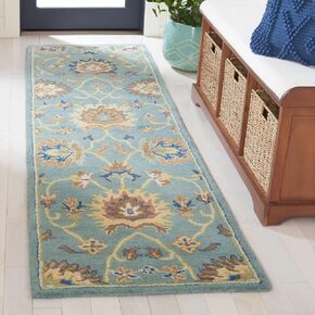 SAFAVIEH Heritage Collection Runner Rug - 2'3" x 14', Light Blue, Handmade Traditional Oriental Wool, Ideal for High Traffic Areas in Living Room, Bedroom (HG651A) in Kuwait