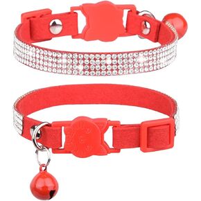 Dogs Kingdom Dog Cat Collar Breakaway with Bell - Bling Rhinestone Dog Cat Collar - Soft Safe Adjustable Shining Collar for Small Puppy Girl in Kuwait