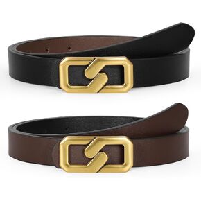 TRIWORKS Reversible Leather Belt for Women, Gold Buckle Leather Belt for Jeans Pants in Kuwait