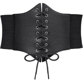 WERFORU Women Corset Elastic Belt Wide Retro Lace-up Tied Costume Waspie Waist Belt for Ladies in Kuwait