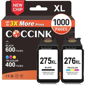 COCCINK PG-275 CL-276 XL Printer Ink Replacement for Canon 275xl and 276xl Compatible to Pixma TS3522 TS3520 TS3500 TR4720 TR4722 TR4725 TR4700 Printer Combo Pack Ink Cartridges (1 Black 1 Color) in Kuwait