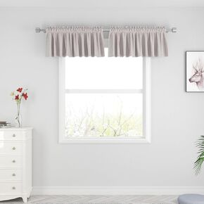 UPOPO White Valance Curtains 14 inches Long Linen Textured Curtain Toppers Valance Living Room Kitchen Short Small Mini Little Bedroom Window Curtain Valances 1 Panel Rod Pocket 72"x14" in Kuwait
