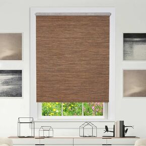 Cordless Privacy Jute Window Roller Shade - 26 Inch Width, 72 Inch Length - Silver Grey - Light Filtering Woven Natural Fiber Horizontal Windows Blinds by Achim Home Decor in Kuwait