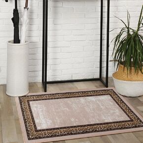 سجاد Antep Alfombras بحدود حديثة 5 × 7 غير قابلة للانزلاق (غير قابلة للانزلاق) سجادة داخلية ذات كومة منخفضة من المطاط (أحمر كستنائي، 5 × 7 بوصات) in Kuwait