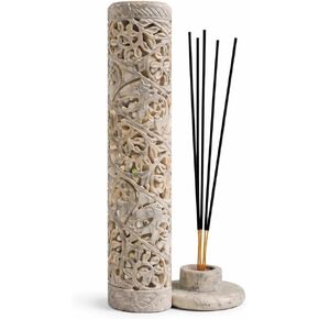 Carry Me Marble Soapstone Incense Stick Holder | Candle Burner | Tea Light Holder - Perfect Handmade Elephant Carving for Gifting. Decorative Home and Office Decor.(3 x 3 x 11 Inches) in Kuwait