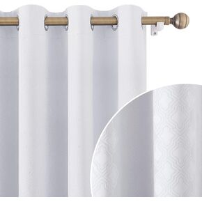 HOMEIDEAS Greyish White Blackout Curtains 52 X 63 Inch Length Wave Line Embossed Grommet Room Darkening Thermal Insulated 2 Panels Window Drapes for Living Room Bedroom in Kuwait