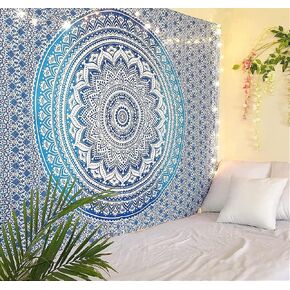 RAJRANG Silver Ombre Mandala Tapestry Cotton Wall Hanging Hippy Tapestries Hippie Beach Throw College Dorm Decor Bohemian Boho Bedsheet 84x90 Inches in Kuwait