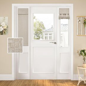 HOMEIDEAS Linen French Door Curtains, Privacy Small Door Window Curtains, 26 X 20 Inch French Door Shades for Front Door, Thermal Insulated Door Window Covering Tie Up Shades, Natural, 1 Panel in Kuwait