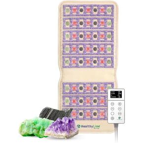 HealthyLine TAJ Far Infrared Heating Pad - Natural Crystal Gemstones Mat for Back Pain - Electric Auto Shut Off - Rejuvenating Negative Ions and Photon Lights - FSA & HSA Eligible - 40" x 18" in Kuwait