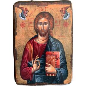 Wooden Greek Christian Orthodox Wood Icon of Jesus Christ / A0 in Kuwait
