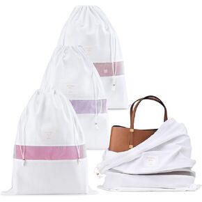 Luxury Dust Bags For Purses and Handbags | 3 Pack Large Organic Cotton Drawstring Bags | Handbag Shoe and Purse Dust Bag for Storage and Travel | Certified Carbon Neutral in Kuwait