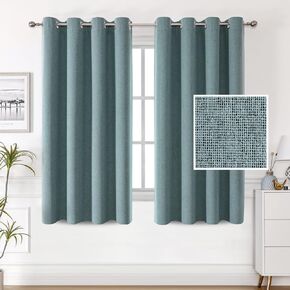 H.VERSAILTEX 100% Blackout Linen Curtains Thermal Curtains for Living Room Textured Burlap Curtains with Double Face Linen Grommet Soundproof Bedroom Curtains 52 x 63 Inch, 2 Panels - Heather Sage in Kuwait