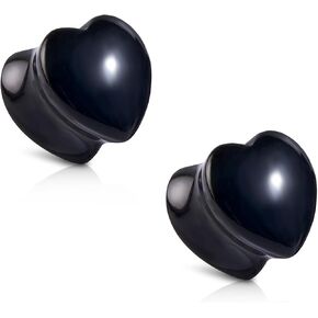 Stuppendux 1Pair Heart Shaped Stone Ear Gauges Body Piercing Plugs Piercing Jewelry for Women and Men 2G-5/8 6-16mm in Kuwait