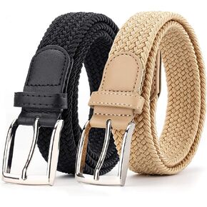Radmire 2 Pack Elastic Braided Woven Canvas Belts for Men and Women in Kuwait