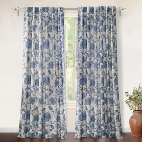 DriftAway Linen Floral Paisley Navy Blue Blackout Curtains for Living Room Bedroom 84 Inch Length 2 Panels Lined Back Tab Window Drapes Thermal Farmhouse Country Jacobean Curtains in Kuwait