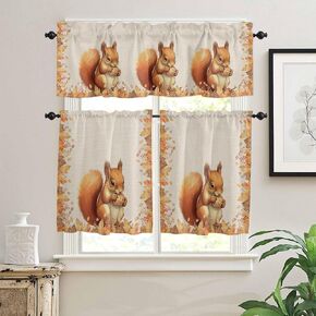 Summer Lemon Window Curtain Set with Tiers and Valance, 3 Pieces Rod Pocket Valances Leaf Daisy Black Buffalo Check Plaid Window Treatment Semi Sheer Kitchen Bedroom Farmhouse Decor (52" W x 18" L) in Kuwait