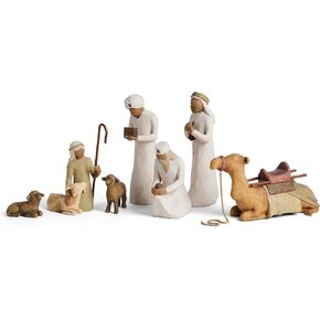 Willow Tree Nativity Accessory Figures with The Three Wisemen Plus Shepherd and Stable Animals 7-Piece Set in Kuwait