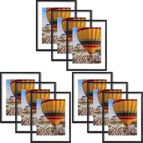 Golden State Art، إطار عائم مقاس 11 × 14، إطار صورة من الألومنيوم، زجاج شفاف يعرض أي حجم صورة يصل إلى 11 × 14، لتزيين الحائط أو سطح الطاولة (أسود، 3 عبوات) in Kuwait