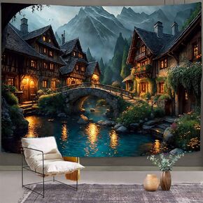 Aidatain Magica l Mushroom Forest Tapestry Fairy Big Tree Fantasy World Game Decoration Aesthetic Art Wall Hanging Flannel 40" 30" Tapestries for Bedroom Living Room GTRLAT106 in Kuwait