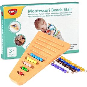 BOHS Montessori Bead Stair Set, 1-10 Counting, with Sorting Tray- Compact Educational Toy for Preschool Learning in Kuwait