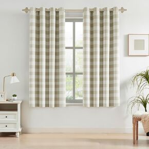 Buffalo Plaid 90% Blackout Window Curtains for Bedroom & Living Room Thermal Insulated Checkered Gingham Drapes with Grommet Top, Farmhouse Rustic Room Darkening 2 Panels 52x84 Inch,Blue/White in Kuwait