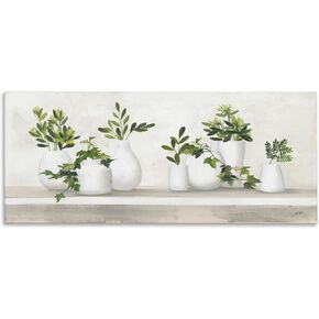 Stupell Industries Traditional Cottage Plants Potted White Vase Botanicals Canvas Wall Art, 40 x 17 in Kuwait
