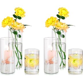 Glass Cylinder Vases Set of 24, Hewory Tall Clear Vase for Centerpieces, Glass Hurricane Candle Holders for Pillar or Floating Candles, Round Vases for Wedding Anniversary Events Table Decor, 3.3in in Kuwait