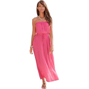LASCANA Floral Strapless Maxi Dress Pink Multi in Kuwait