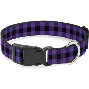Buckle-Down PC-W30240-S Buffalo Plaid Black/Purple Plastic Clip Collar, Small/9-15" in Kuwait