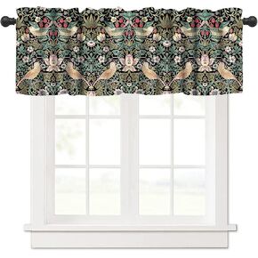 William Morris Kitchen Valance,Retro Flower Strawberry Thief Floral Printed Small Window Treatments for Kitchen Living Room Bathroom Cafe Decor Rod Pocket Vintage Valances 54x18 Inch, 1 Panel in Kuwait