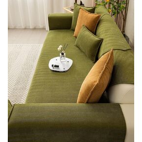 vctops Farmhouse Chevron Stripe Sofa Slipcover Furniture Protector Solid Color Sectional Couch Cover Non Slip Soft Sofa Cover for Dogs, Cats, Children, Pets (Army Green,28"x28") in Kuwait