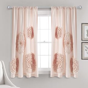 لوحة ستارة نافذة سيرينا من Lush Decor مكشكشة زهرية عتيقة أنيقة على طراز المزرعة للمعيشة، غرفة الطعام، ديكور غرفة النوم (لوحة واحدة)، 54 بوصة عرض × 84 بوصة طول، أبيض in Kuwait