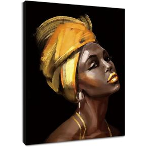 LB African Black Woman Wall Art Orange Hair African American Women Pictures Canvas Wall Art Minimalist Abstract Framed Wall Decor for Bathroom Living Room Bedroom Decor Ready to Hanging 12x16 Inch in Kuwait