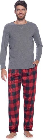 Ashford & Brooks Men's Jersey Knit Long-Sleeve Top and Mink Fleece Bottom Pajama Set in Kuwait