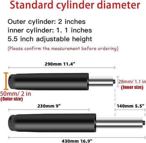 Omyoffice Adjustable Height Gas Lift Cylinder for Office Chairs, Universal Size, Heavy Duty, Gold in Kuwait