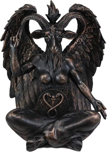 Ebros Gift Sabbatic Goat Idol Baphomet Resin Statue Occultic Illuminati The Horned God Goat of Mendes Altar Sculpture Figurine (6.5" Tall Faux Stone Grey) in Kuwait