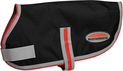 WeatherBeeta ComFiTec 1200D Therapy-Tec Dog Coat, Black/Silver/Red, 10" in Kuwait
